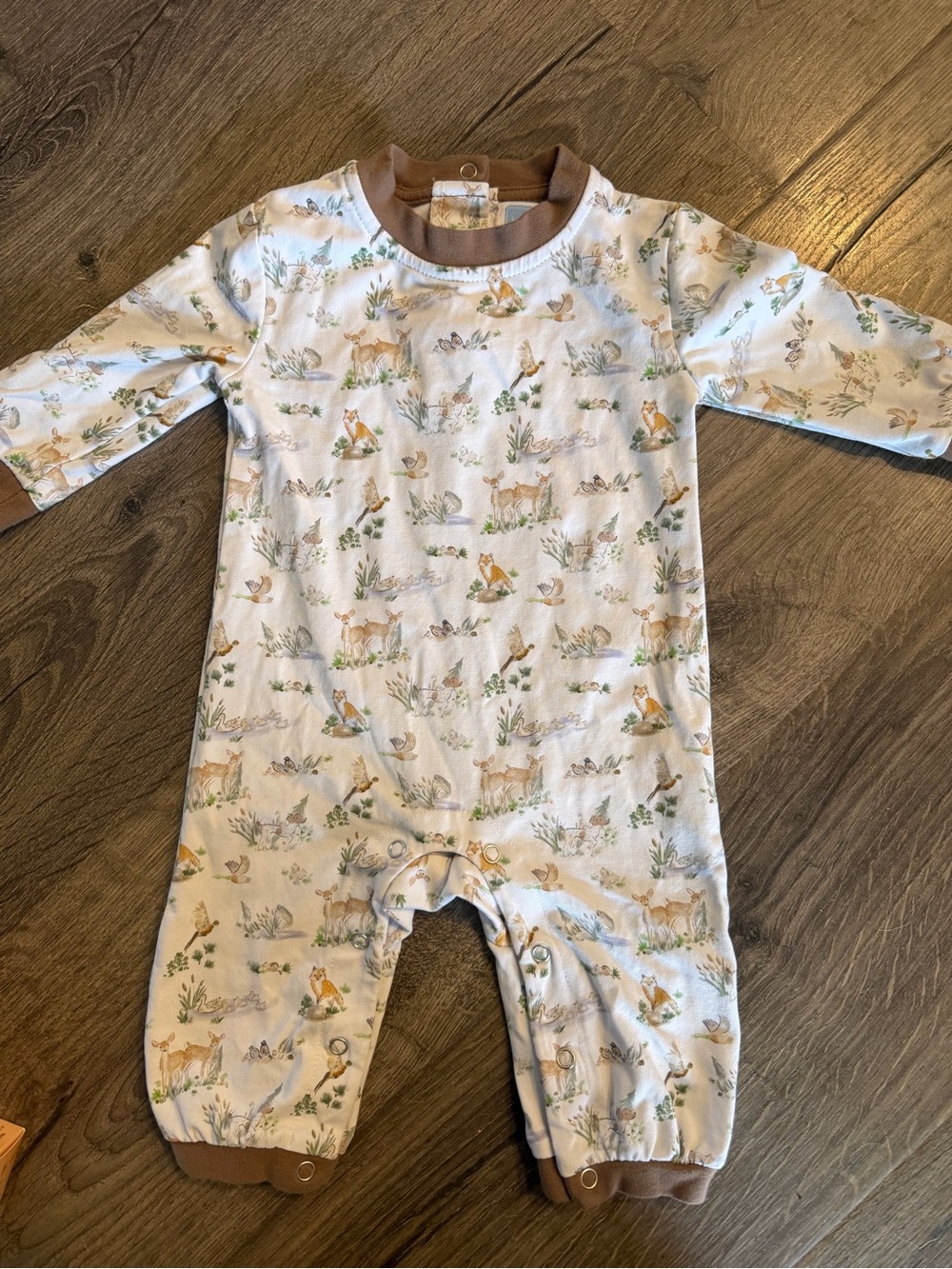 Brand New Trotter Street KidsNeutral Woodland Animal Print Baby One-Piece